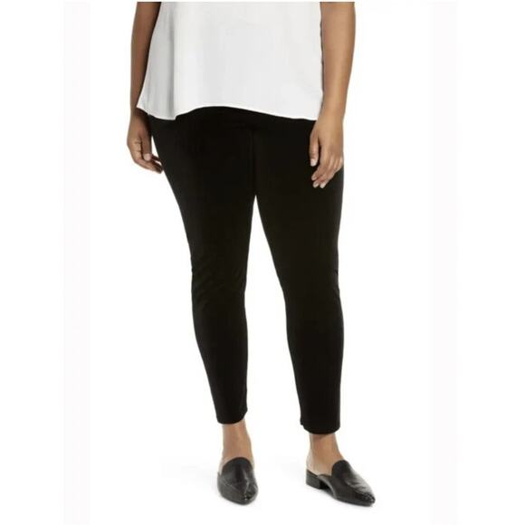 Eileen Fisher Stretch Velvet Knit Black Ankle Leggings, Size 2X HOLIDAY - Picture 1 of 7